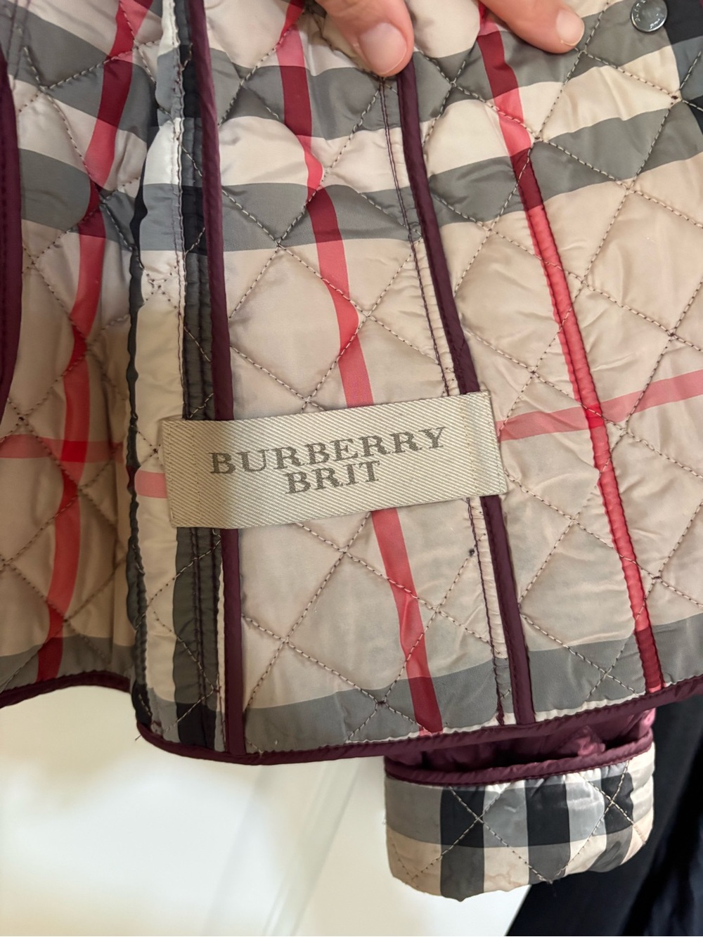 Burberry Quilted Burgundy Puffer Jacket - Picture 2 of 6